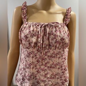 NWOT Lush Mauve Rose Floral Womens Sleeveless Top Size Med